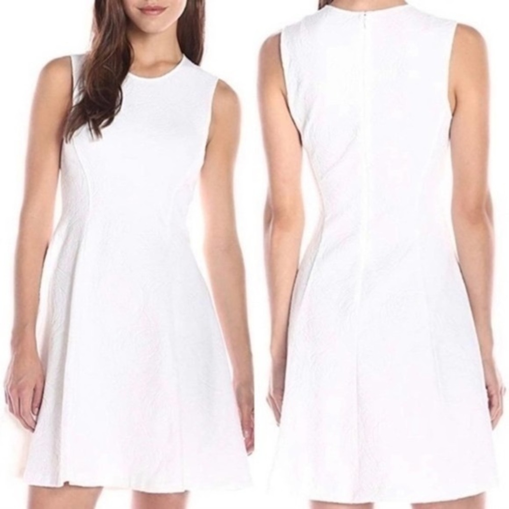 Theory Tespa Breeze White Knit Rose Fit And Flare Dress Size 6